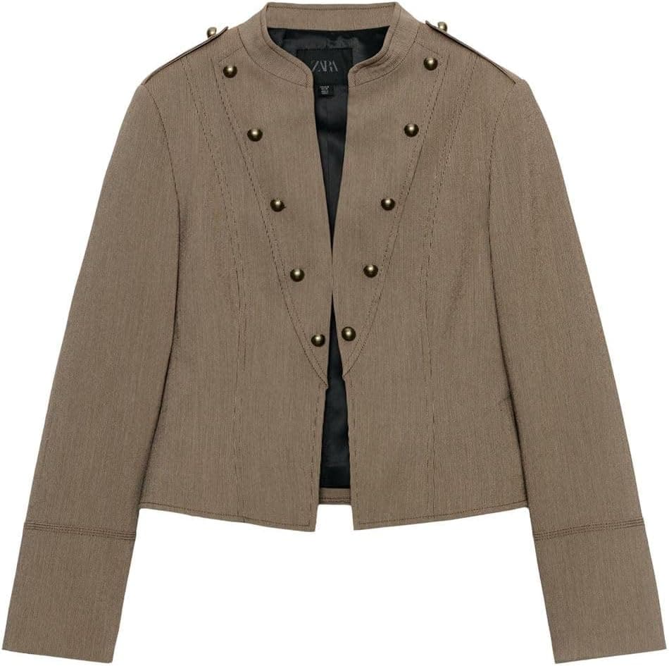 بلیزر زنانه Zara دکمهدار کوتاه قهوهای مدل Vigore سایز XXL بلیزر زنانه Zara دکمهدار کوتاه قهوهای مدل Vigore سایز XXL