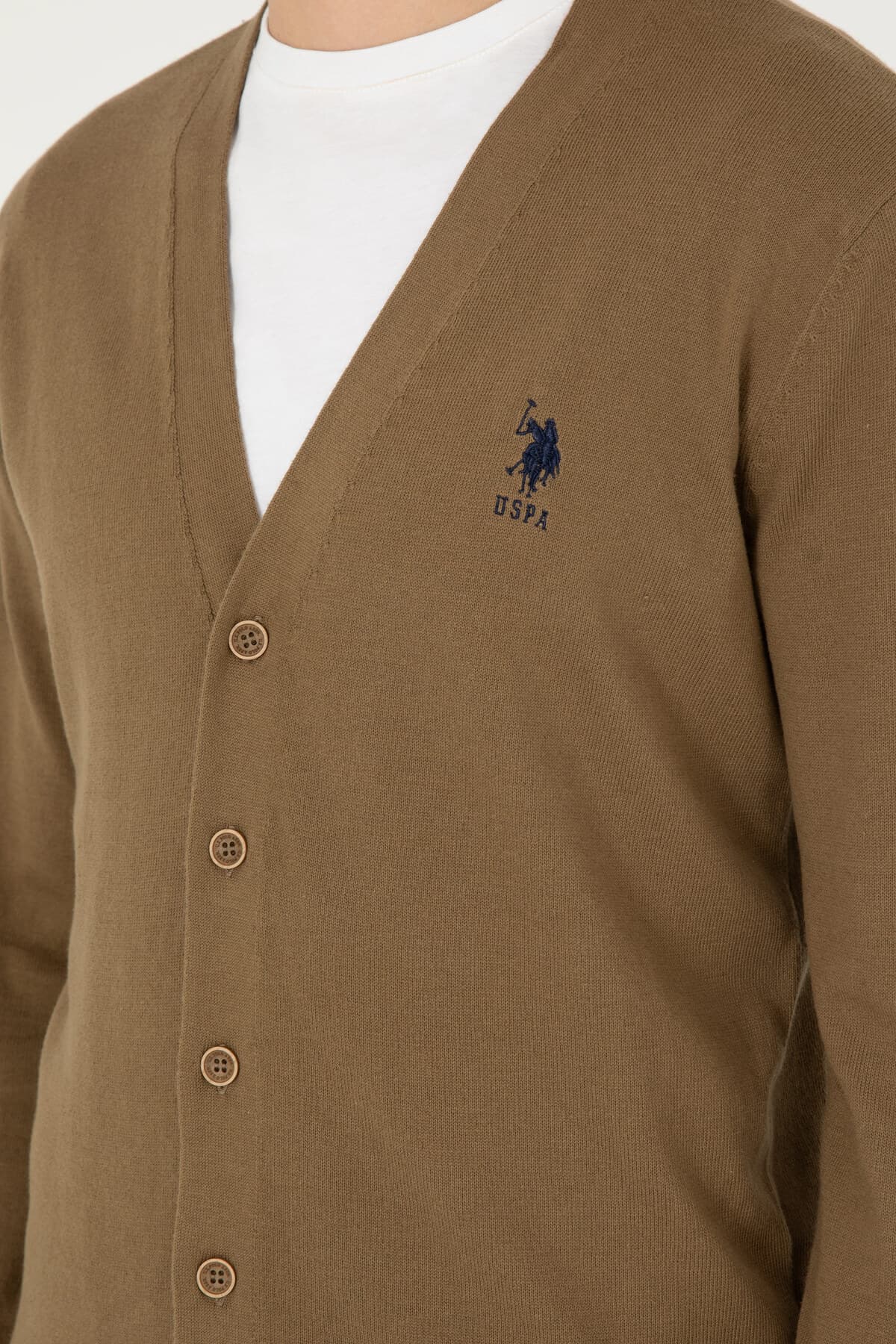 کاردیگان بافت مردانه U.S. Polo Assn. خاکی بیسیک مدل 50293531-VR027 کاردیگان بافت مردانه U.S. Polo Assn. خاکی بیسیک مدل 50293531-VR027