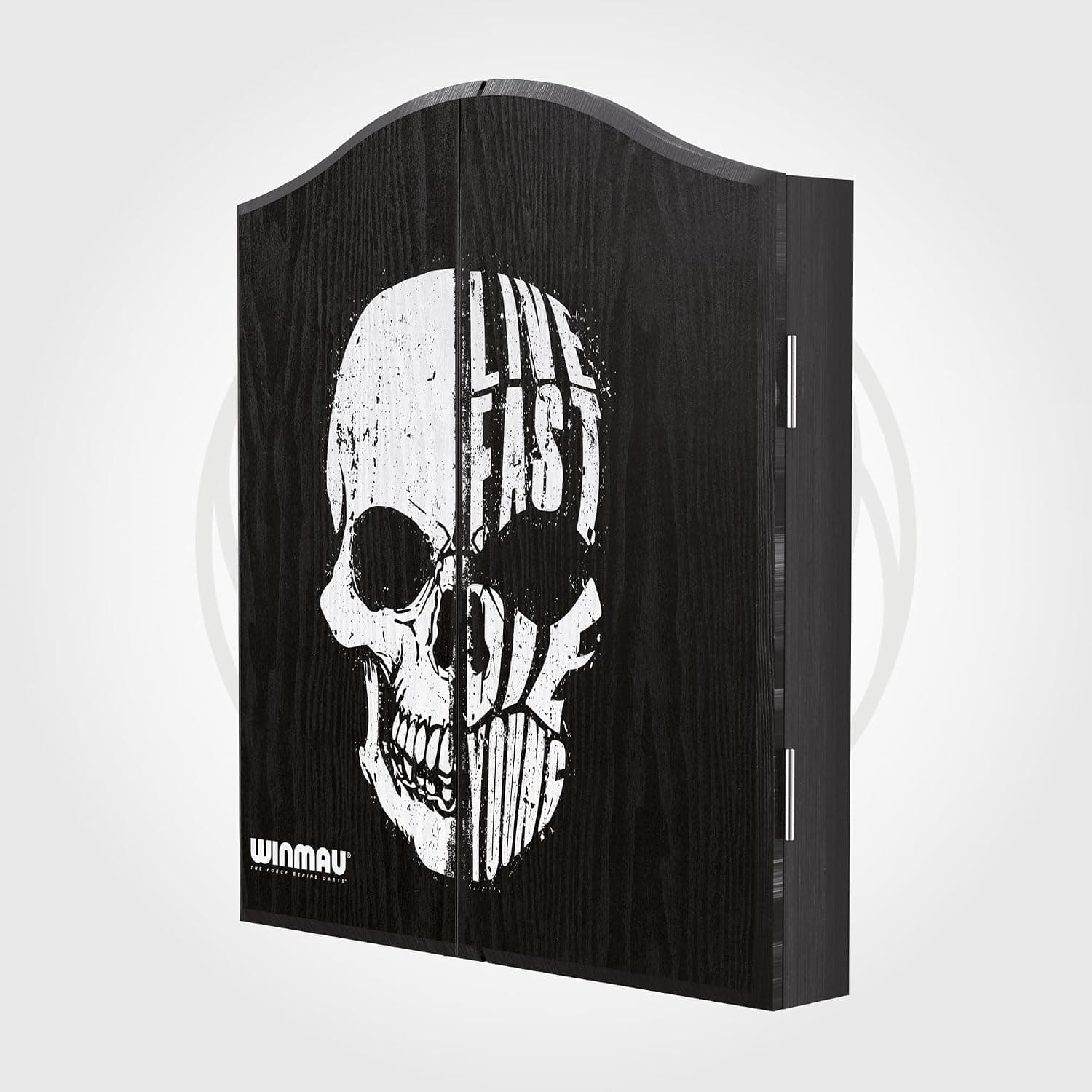 ست کابینت دارت WINMAU با طرح چوب مدل Skull Deluxe، تخته امتیاز و بستهشدن مغناطیسی ست کابینت دارت WINMAU با طرح چوب مدل Skull Deluxe، تخته امتیاز و بستهشدن مغناطیسی