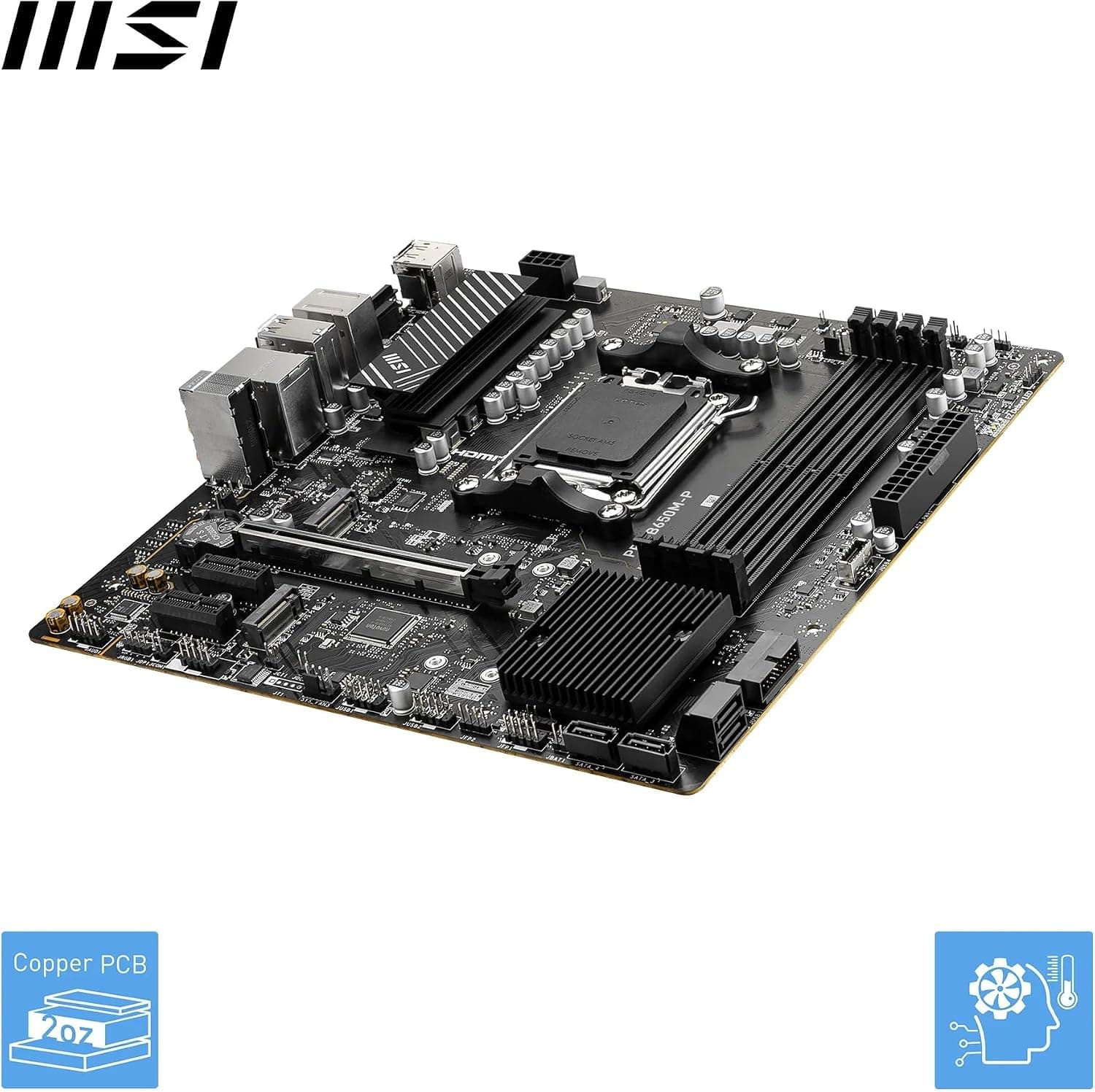 مادربرد MSI با سوکت AM5 و چیپست AMD B650 مدل B650M-P مشکی مادربرد MSI با سوکت AM5 و چیپست AMD B650 مدل B650M-P مشکی
