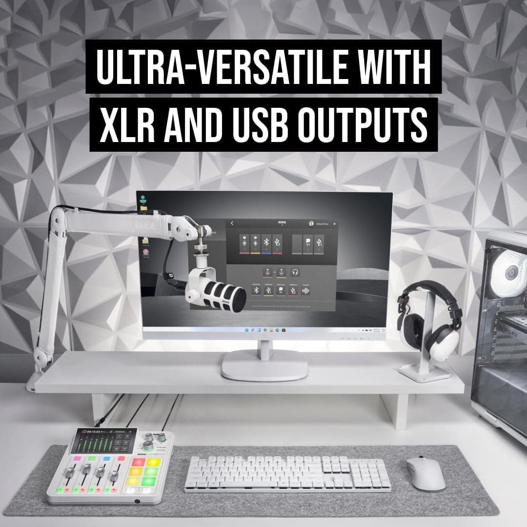 میکروفون داینامیک برای پادکست، استریم و تولید محتوا RØDE با اتصال XLR و USB مدل PodMic USB سفید میکروفون داینامیک برای پادکست، استریم و تولید محتوا RØDE با اتصال XLR و USB مدل PodMic USB سفید