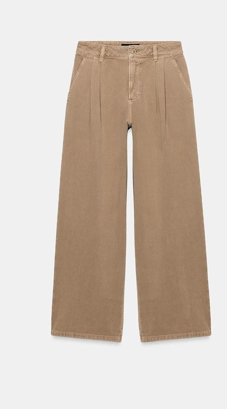 شلوار جین زنانه Zara وید لگ کمر متوسط شتری روشن مدل Z1975 سایز 38 شلوار جین زنانه Zara وید لگ کمر متوسط شتری روشن مدل Z1975 سایز 38