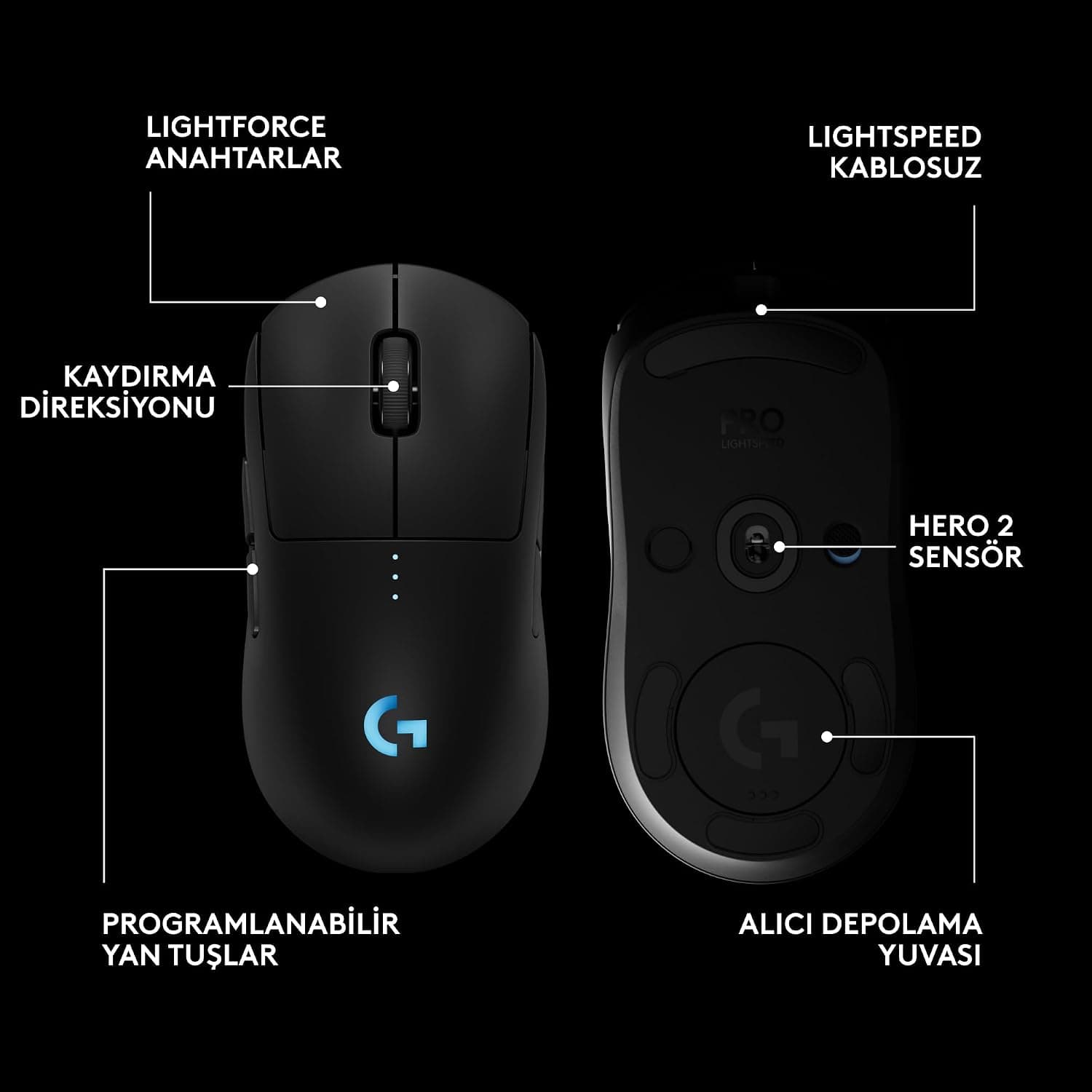ماوس گیمینگ بیسیم دوطرفه PC/Mac Logitech G با حسگر HERO 2 32K DPI و 500+ IPS، 4 کلید قابلتنظیم، شارژ USB-C، مدل PRO 2 LIGHTSPEED مشکی ماوس گیمینگ بیسیم دوطرفه PC/Mac Logitech G با حسگر HERO 2 32K DPI و 500+ IPS، 4 کلید قابلتنظیم، شارژ USB-C، مدل PRO 2 LIGHTSPEED مشکی