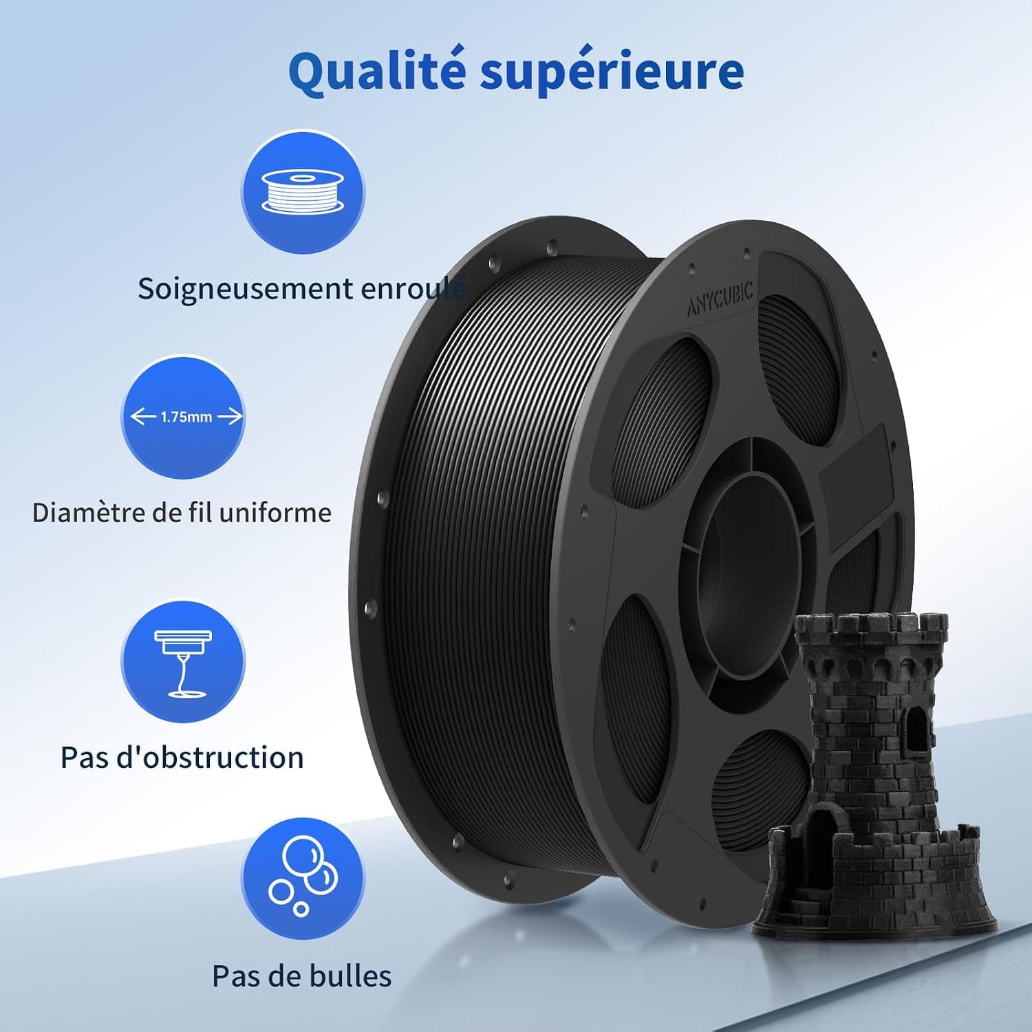 فیلامنت PLA ANYCUBIC قطر 1.75mm قابل چاپ آسان طوسی با بافت 10KG فیلامنت PLA ANYCUBIC قطر 1.75mm قابل چاپ آسان طوسی با بافت 10KG