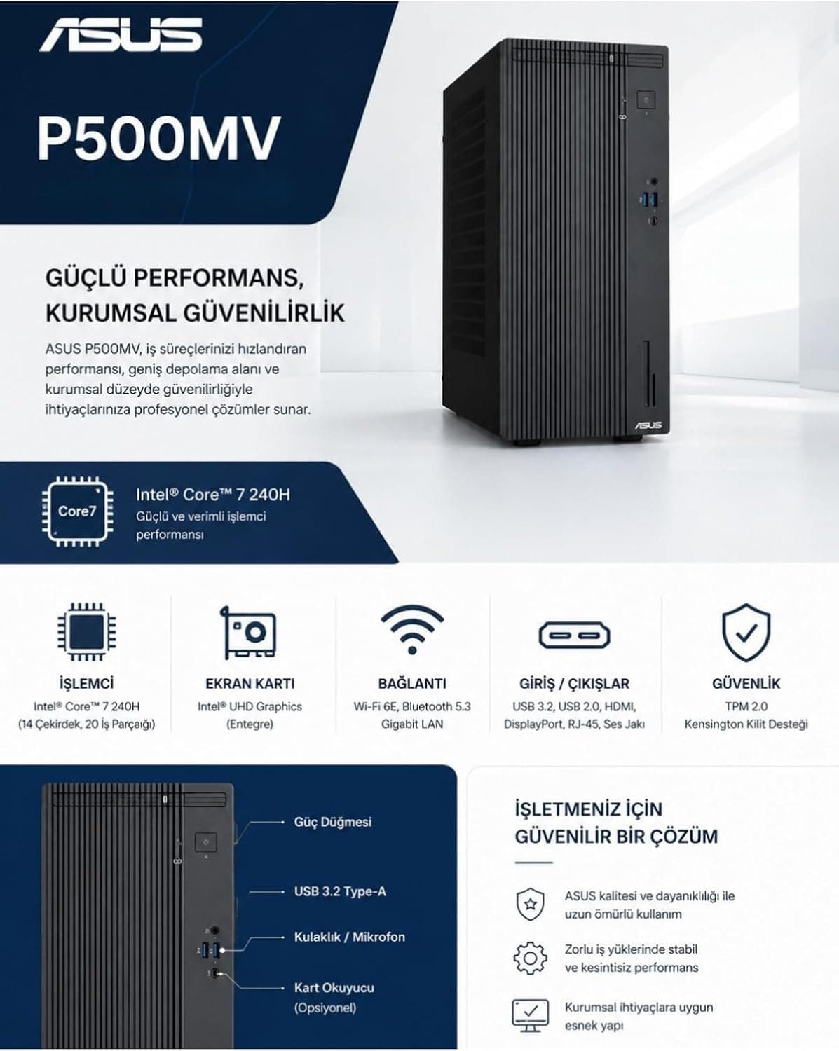 کامپیوتر رومیزی ASUS ExpertCenter مینی تاور Intel Core 7 240H مدل P500MV کامپیوتر رومیزی ASUS ExpertCenter مینی تاور Intel Core 7 240H مدل P500MV