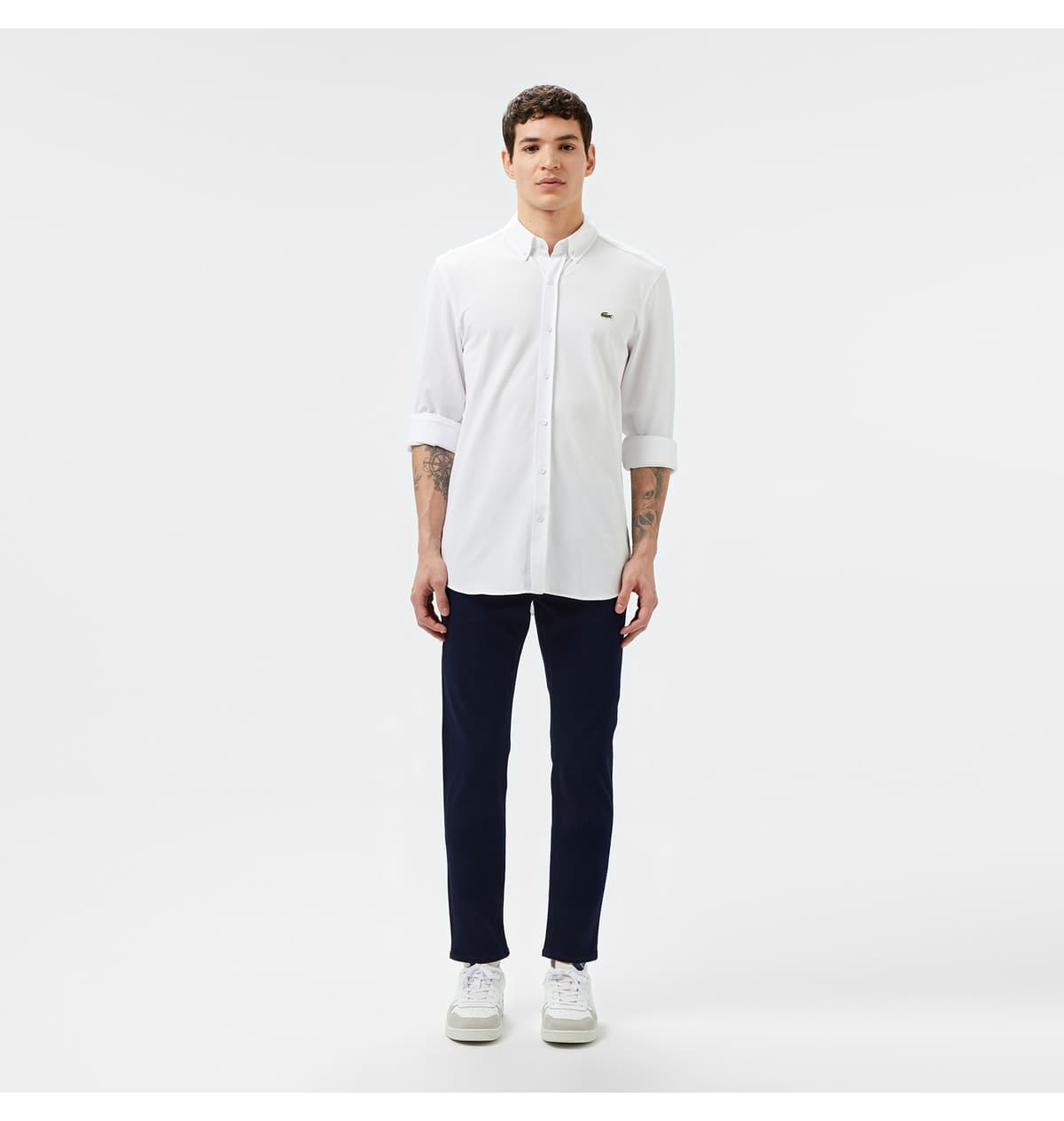 پیراهن مردانه Lacoste سفید یقه دکمهدار فیت اسلیم پیراهن مردانه Lacoste سفید یقه دکمهدار فیت اسلیم