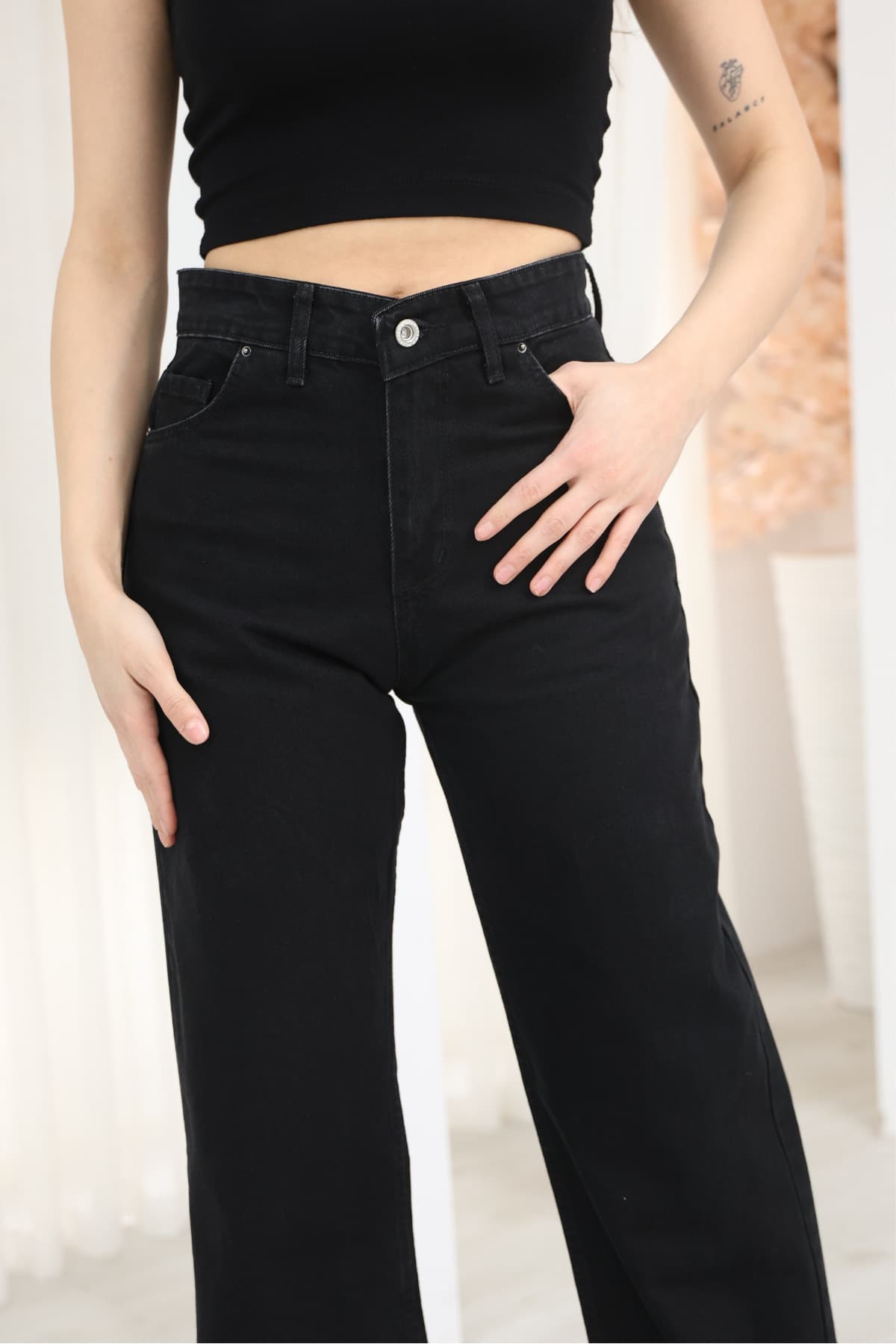 شلوار جین زنانه macharel jeans پالازو فاقبلند شلوار جین زنانه macharel jeans پالازو فاقبلند