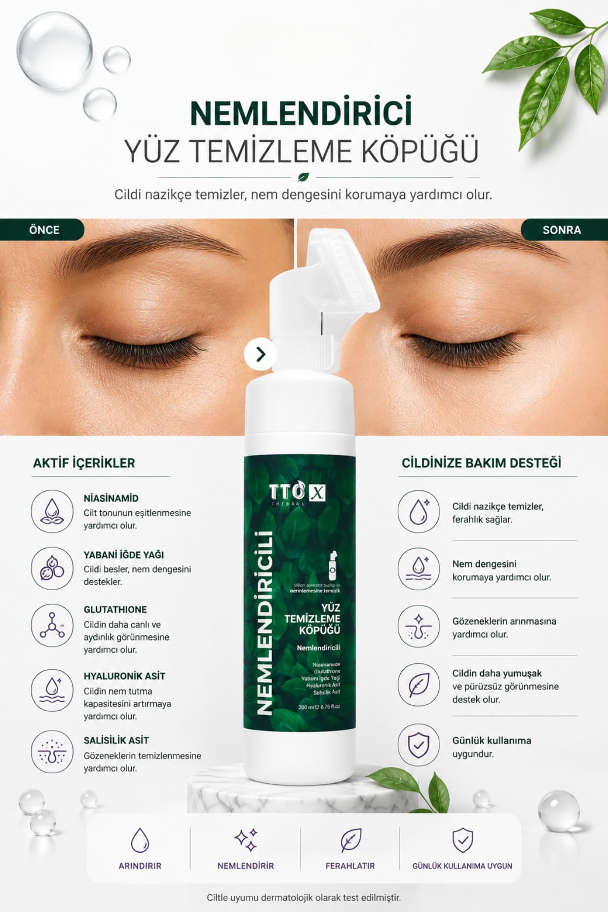 فوم شستوشوی صورت مناسب انواع پوست TTO مرطوبکننده حاوی اسید هیالورونیک 200 ml فوم شستوشوی صورت مناسب انواع پوست TTO مرطوبکننده حاوی اسید هیالورونیک 200 ml