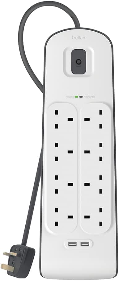 چندراهی برق Belkin هشتخانه با محافظ و 2 پورت USB مشترک 2.4 A و کابل 2 متری چندراهی برق Belkin هشتخانه با محافظ و 2 پورت USB مشترک 2.4 A و کابل 2 متری