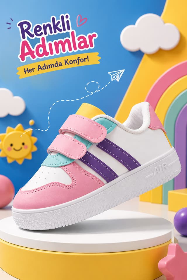 کفش کتانی دخترانه روزمره İmerShoes سفید بنفش صورتی یاسی چسبی دو نوار مدل Zl001 کفش کتانی دخترانه روزمره İmerShoes سفید بنفش صورتی یاسی چسبی دو نوار مدل Zl001
