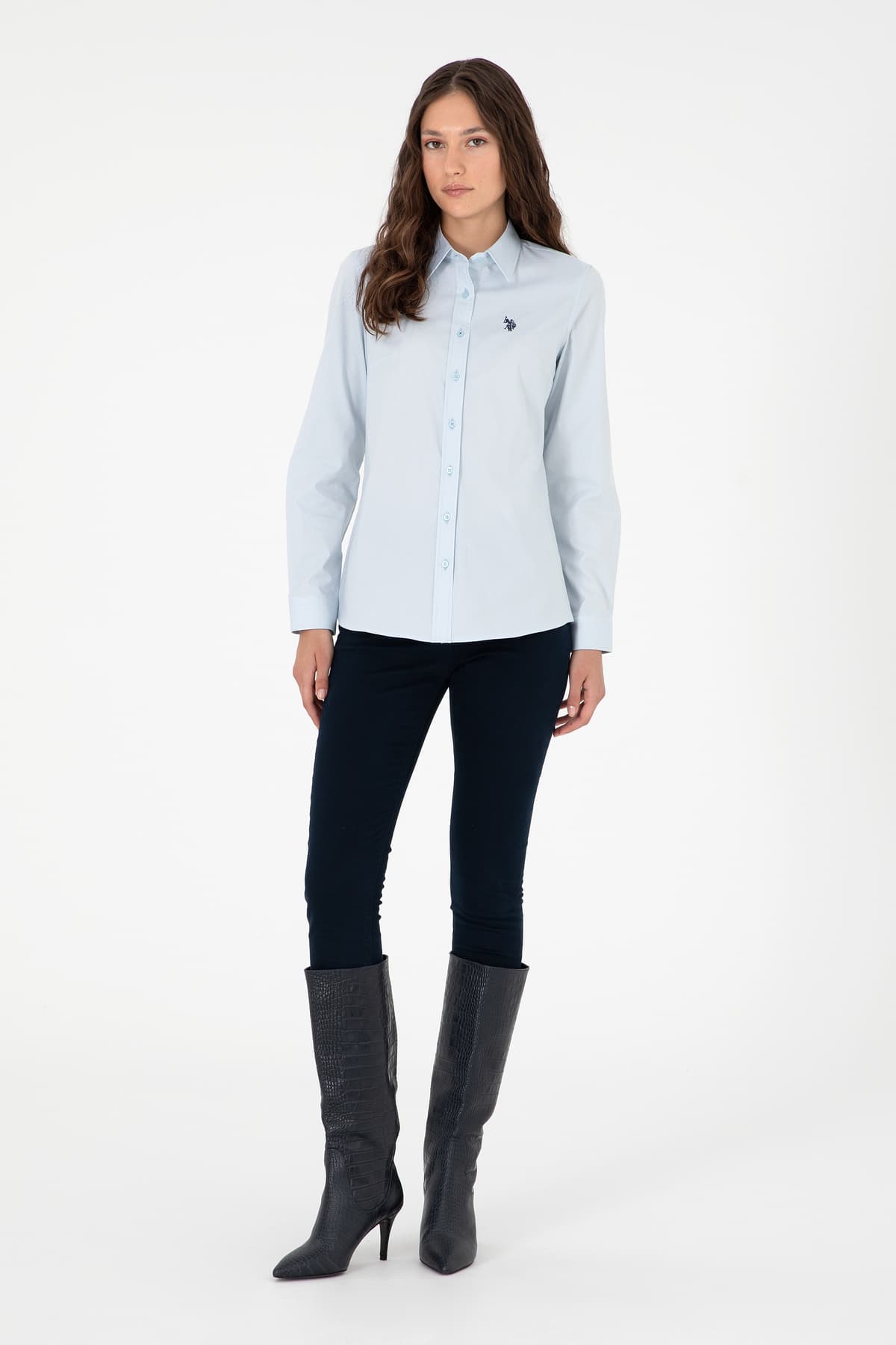 پیراهن زنانه U.S. Polo Assn. آبی روشن آستینبلند ساده مدل 50295639-VR003 پیراهن زنانه U.S. Polo Assn. آبی روشن آستینبلند ساده مدل 50295639-VR003