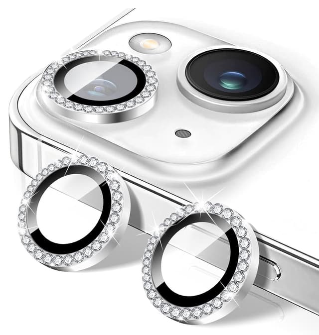 محافظ لنز دوربین Fibaks نگیندار براق نقرهای iPhone 13 و 13 Mini محافظ لنز دوربین Fibaks نگیندار براق نقرهای iPhone 13 و 13 Mini