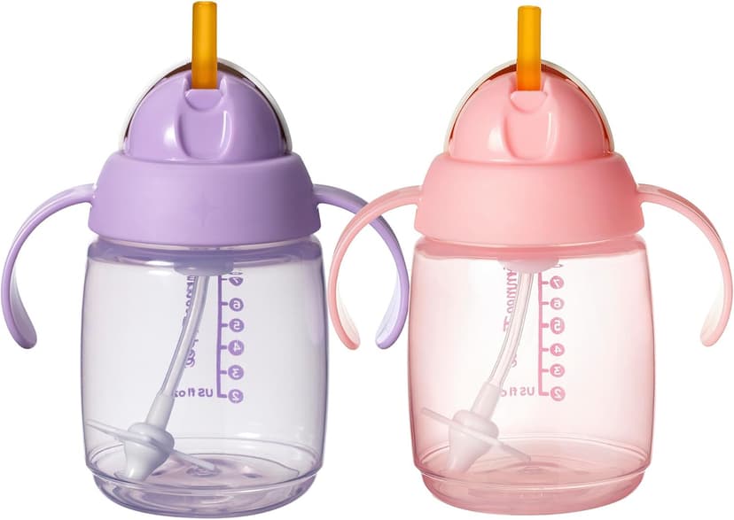 لیوان نیدار Tommee Tippee نی سیلیکونی وزندار 10oz بسته 2 عددی صورتی بنفش لیوان نیدار Tommee Tippee نی سیلیکونی وزندار 10oz بسته 2 عددی صورتی بنفش