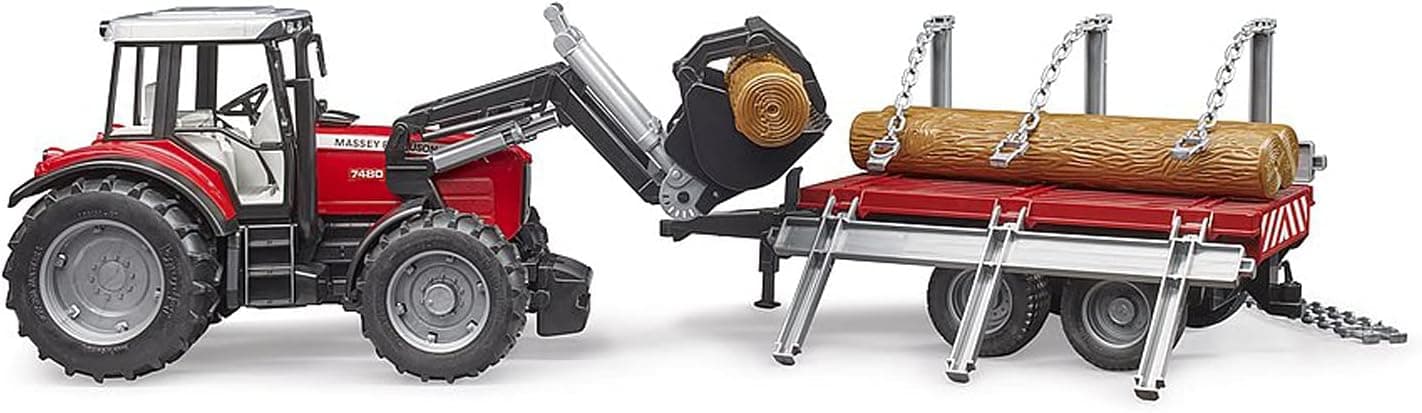 تراکتور Bruder Massey Ferguson 7480 با بیل و تریلر حمل کنده درخت مدل BR02046 تراکتور Bruder Massey Ferguson 7480 با بیل و تریلر حمل کنده درخت مدل BR02046