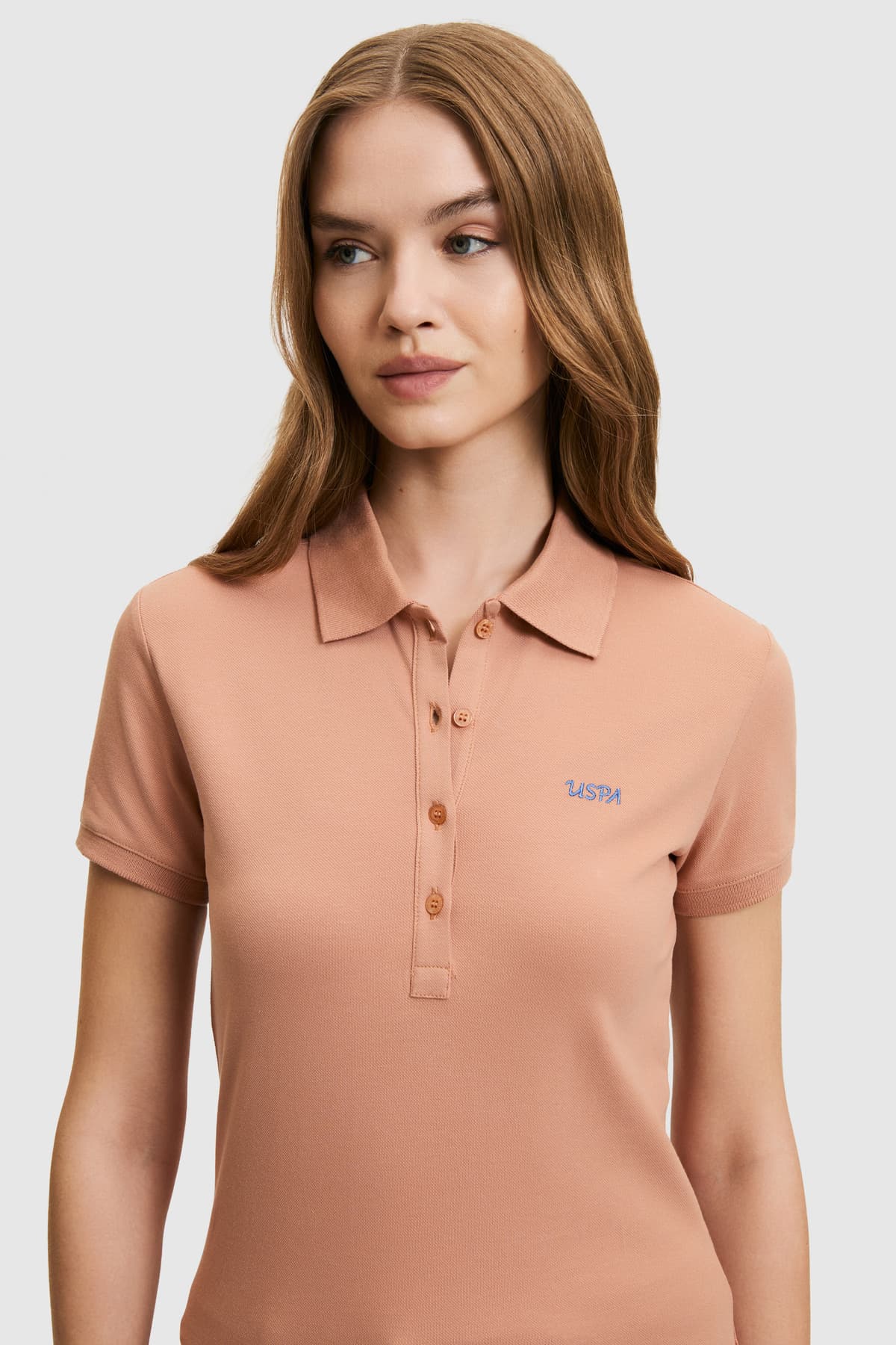 تیشرت زنانه یقه پولو U.S. Polo Assn. پودری ساده مدل 50323461-VR042 تیشرت زنانه یقه پولو U.S. Polo Assn. پودری ساده مدل 50323461-VR042