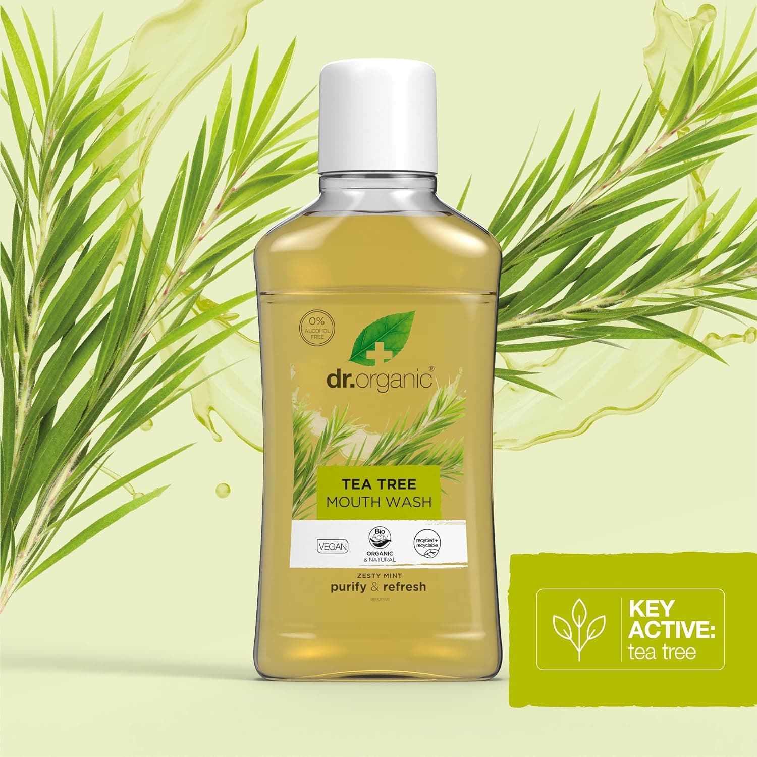 دهانشویه Dr.Organic با عصاره درخت چای مدل Tea Tree 500ml دهانشویه Dr.Organic با عصاره درخت چای مدل Tea Tree 500ml