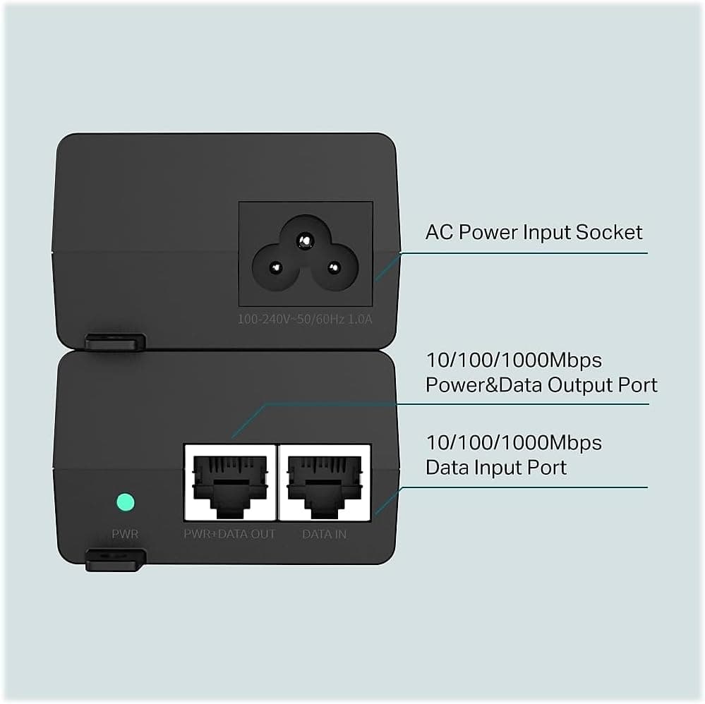 اینژکتور گیگابیتی PoE TP-Link استاندارد 802.3at/af مشکی مدل TL-PoE160S اینژکتور گیگابیتی PoE TP-Link استاندارد 802.3at/af مشکی مدل TL-PoE160S