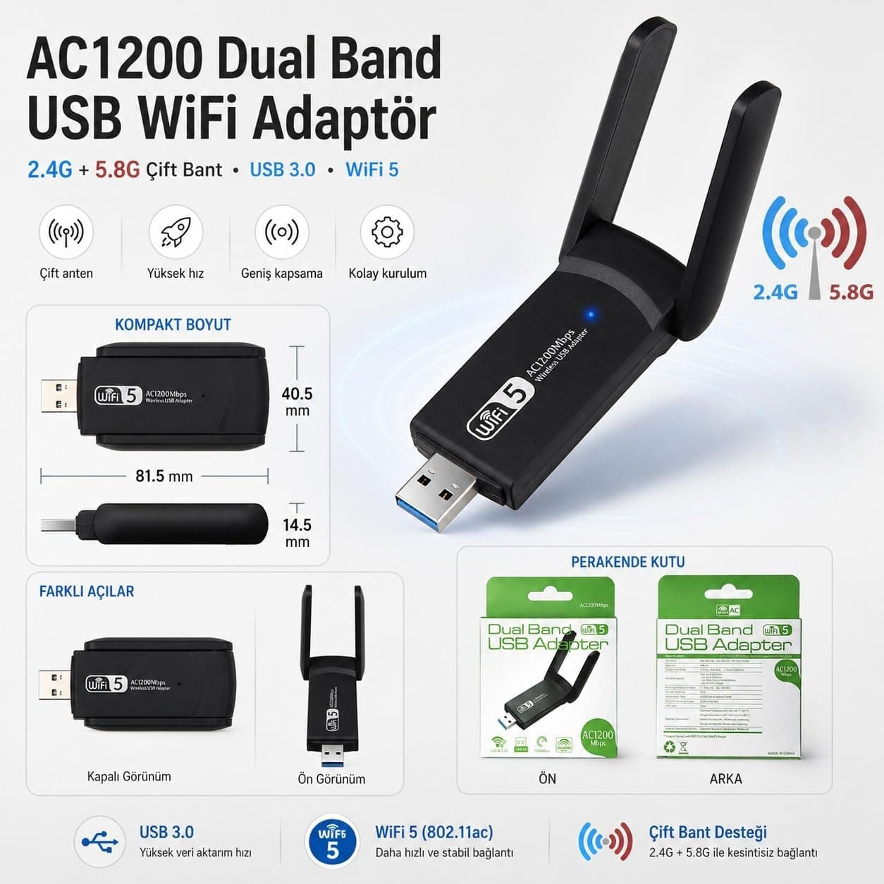دانگل وایفای USB 3.0 کامپیوتر و لپتاپ PrimeX Plus با Realtek RTL8812BU دو بانده AC1200/AC1300 مدل PX-AC1200 دانگل وایفای USB 3.0 کامپیوتر و لپتاپ PrimeX Plus با Realtek RTL8812BU دو بانده AC1200/AC1300 مدل PX-AC1200