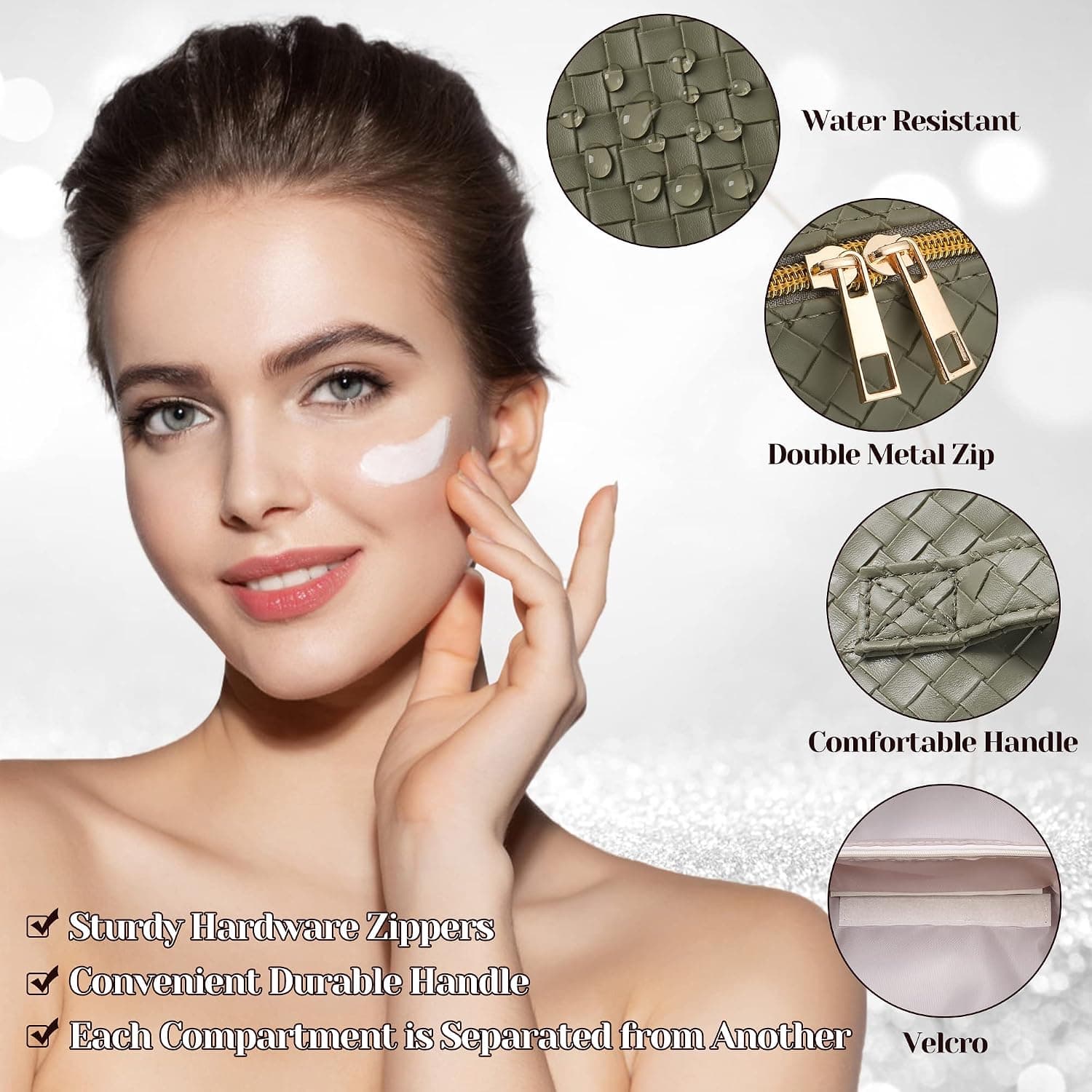 کیف لوازم آرایش سفری زنانه SFXULIX جادار از چرم PU ضدآب با دسته و جداکننده کیف لوازم آرایش سفری زنانه SFXULIX جادار از چرم PU ضدآب با دسته و جداکننده