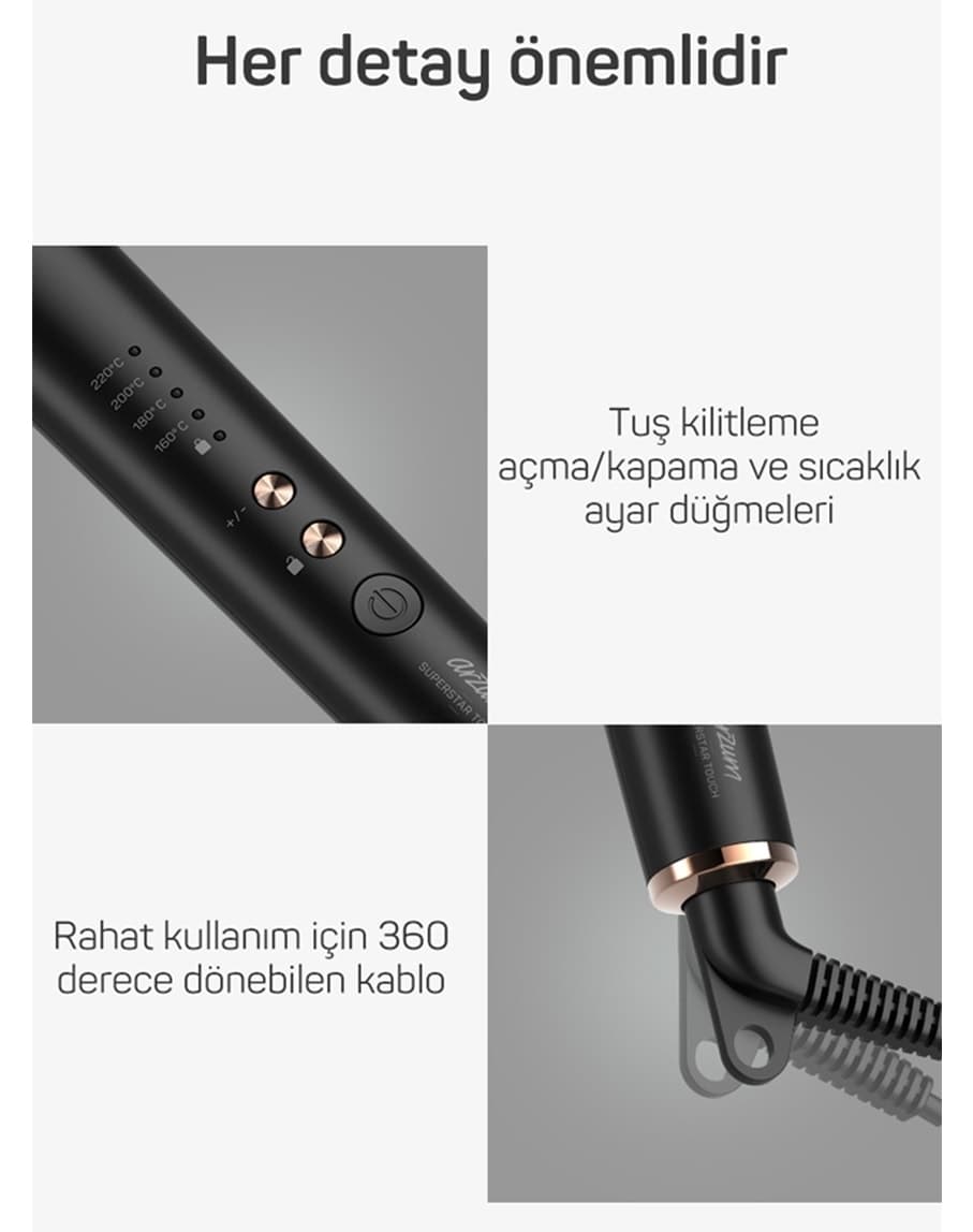 برس صافکننده مو Arzum Superstar Touch مشکی مدل AR5068 برس صافکننده مو Arzum Superstar Touch مشکی مدل AR5068