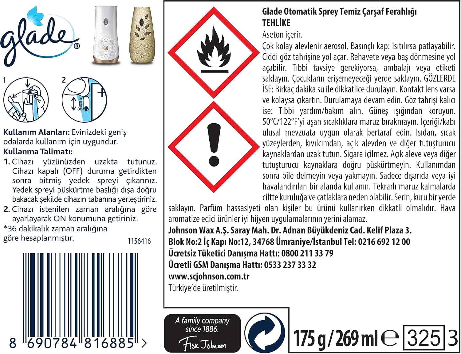 اسپری یدک خوشبوکننده خودکار Glade با رایحه ملحفه تمیز 60 روزه 1×269 mL اسپری یدک خوشبوکننده خودکار Glade با رایحه ملحفه تمیز 60 روزه 1×269 mL