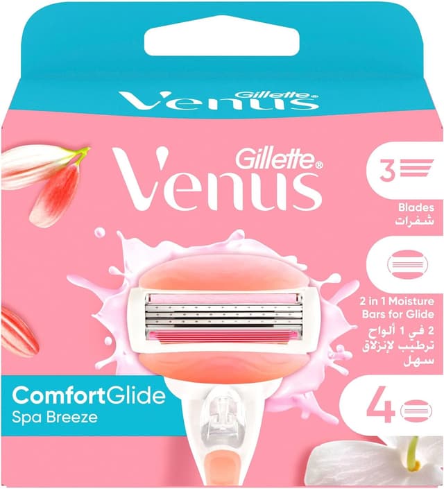 کارتریج تیغ اصلاح زنانه Gillette Venus مدل ComfortGlide SPA Breeze بسته 4 عددی کارتریج تیغ اصلاح زنانه Gillette Venus مدل ComfortGlide SPA Breeze بسته 4 عددی