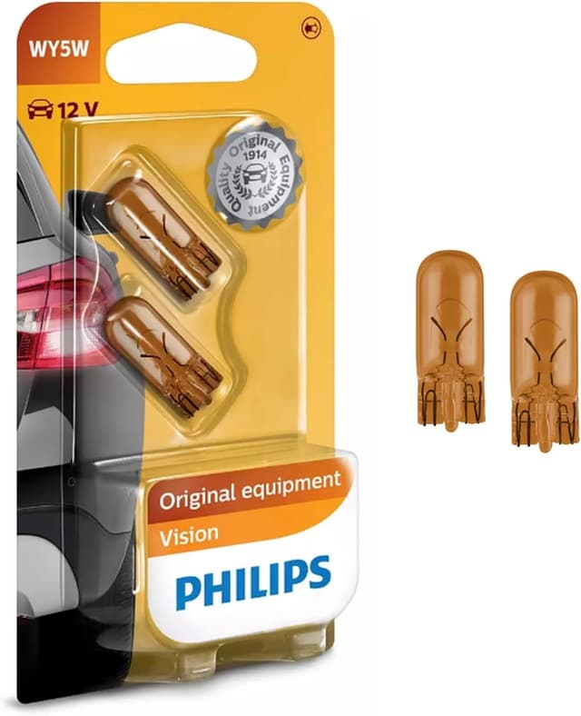 لامپ خودرو Philips T10 کهربایی بدون سوکت سقفی پارک پلاک WY5W 2 عدد لامپ خودرو Philips T10 کهربایی بدون سوکت سقفی پارک پلاک WY5W 2 عدد