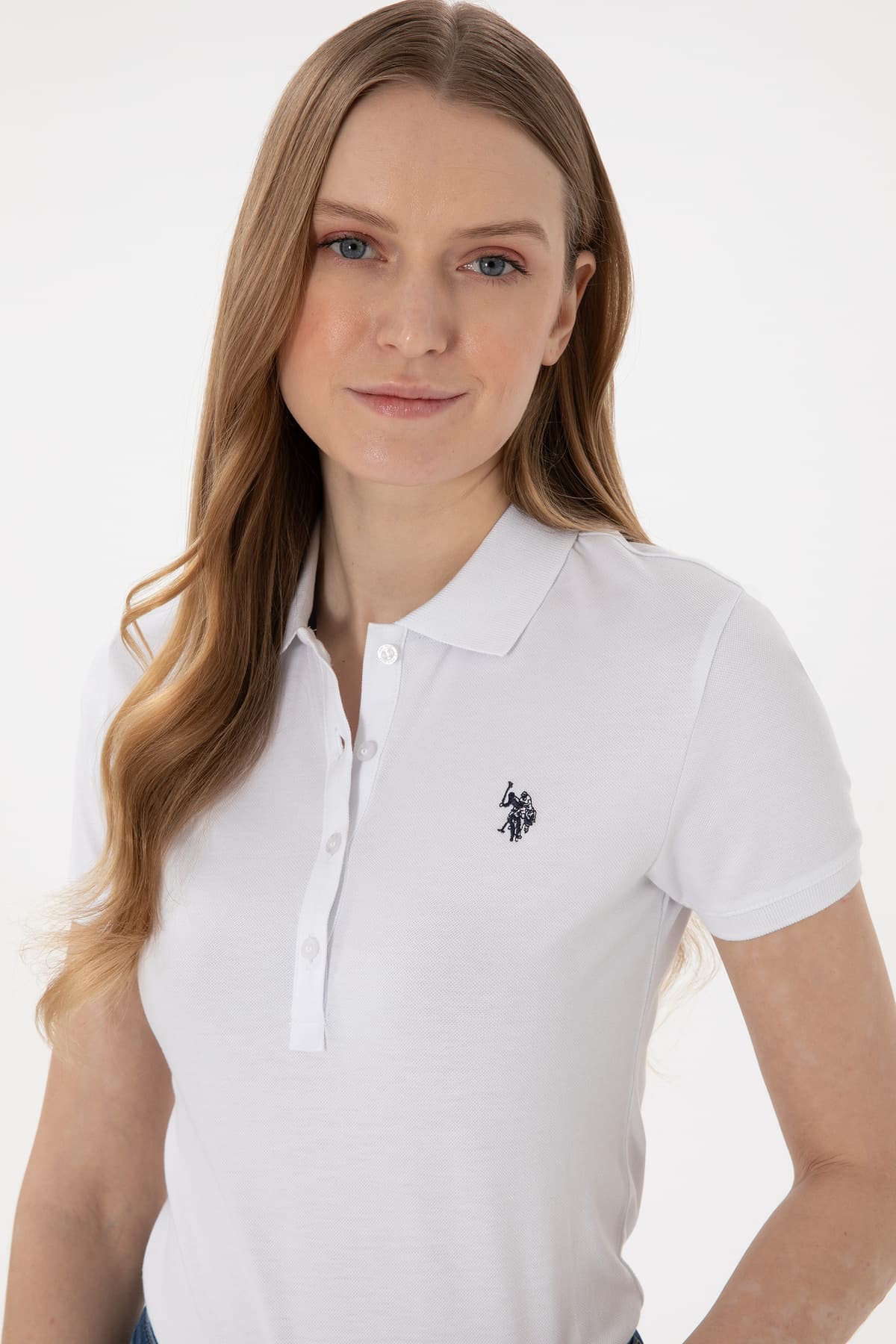 تیشرت زنانه U.S. Polo Assn. سفید یقه پولو ساده مدل 50300830-VR013 تیشرت زنانه U.S. Polo Assn. سفید یقه پولو ساده مدل 50300830-VR013