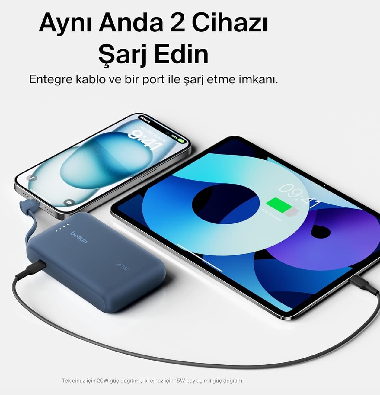 پاوربانک Belkin مدل BoostCharge با کابل داخلی 10K و PD 20W پاوربانک Belkin مدل BoostCharge با کابل داخلی 10K و PD 20W