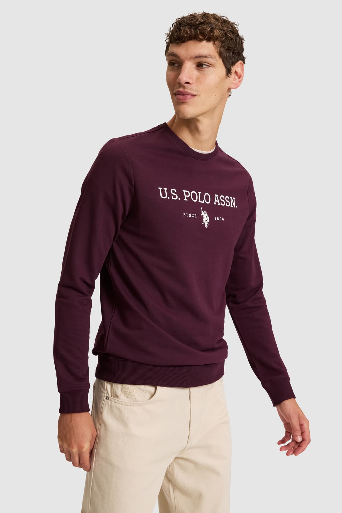 سویشرت مردانه U.S. Polo Assn. بوردو ساده مدل 50333273-VR180 سویشرت مردانه U.S. Polo Assn. بوردو ساده مدل 50333273-VR180