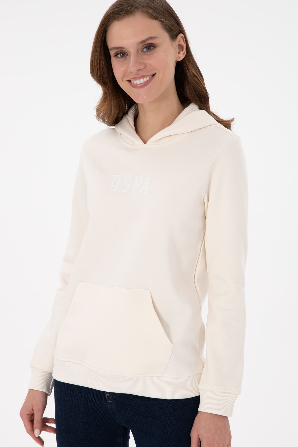 سوئیشرت زنانه U.S. Polo Assn. کلاهدار کرم ساده مدل 50289536-VR071 سوئیشرت زنانه U.S. Polo Assn. کلاهدار کرم ساده مدل 50289536-VR071