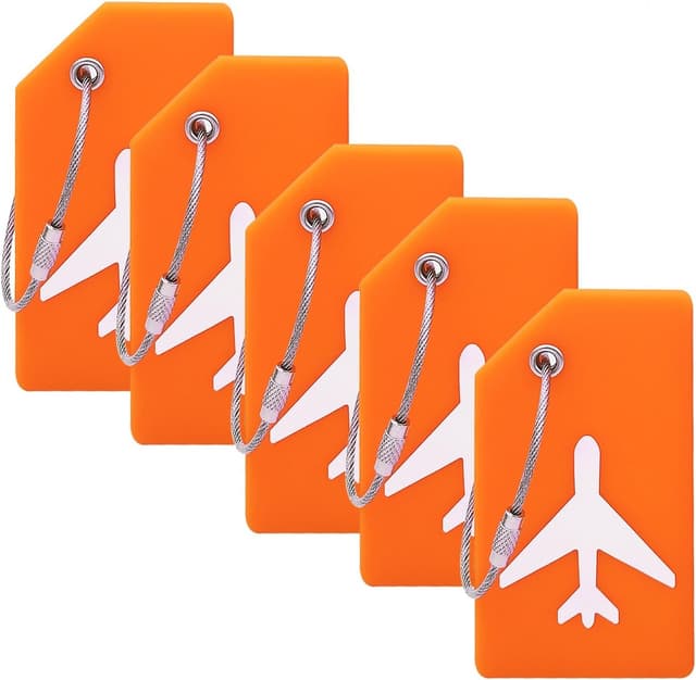 تگ چمدان سیلیکونی 5Pack Ovener نارنجی با کارت شناسایی مدل One_Size تگ چمدان سیلیکونی 5Pack Ovener نارنجی با کارت شناسایی مدل One_Size