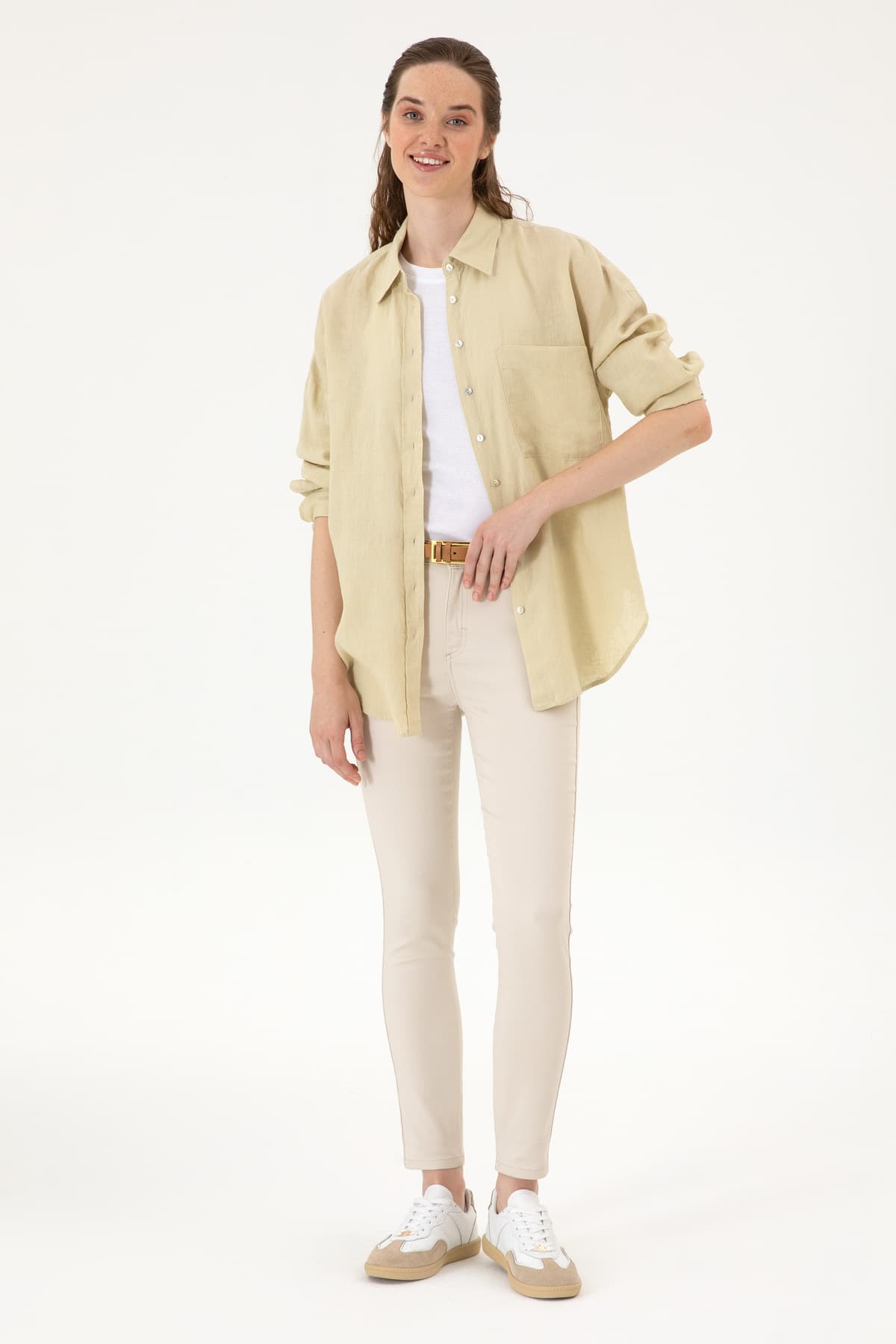 پیراهن زنانه U.S. Polo Assn. خاکی روشن آستین بلند مدل 50299794-VR183 پیراهن زنانه U.S. Polo Assn. خاکی روشن آستین بلند مدل 50299794-VR183