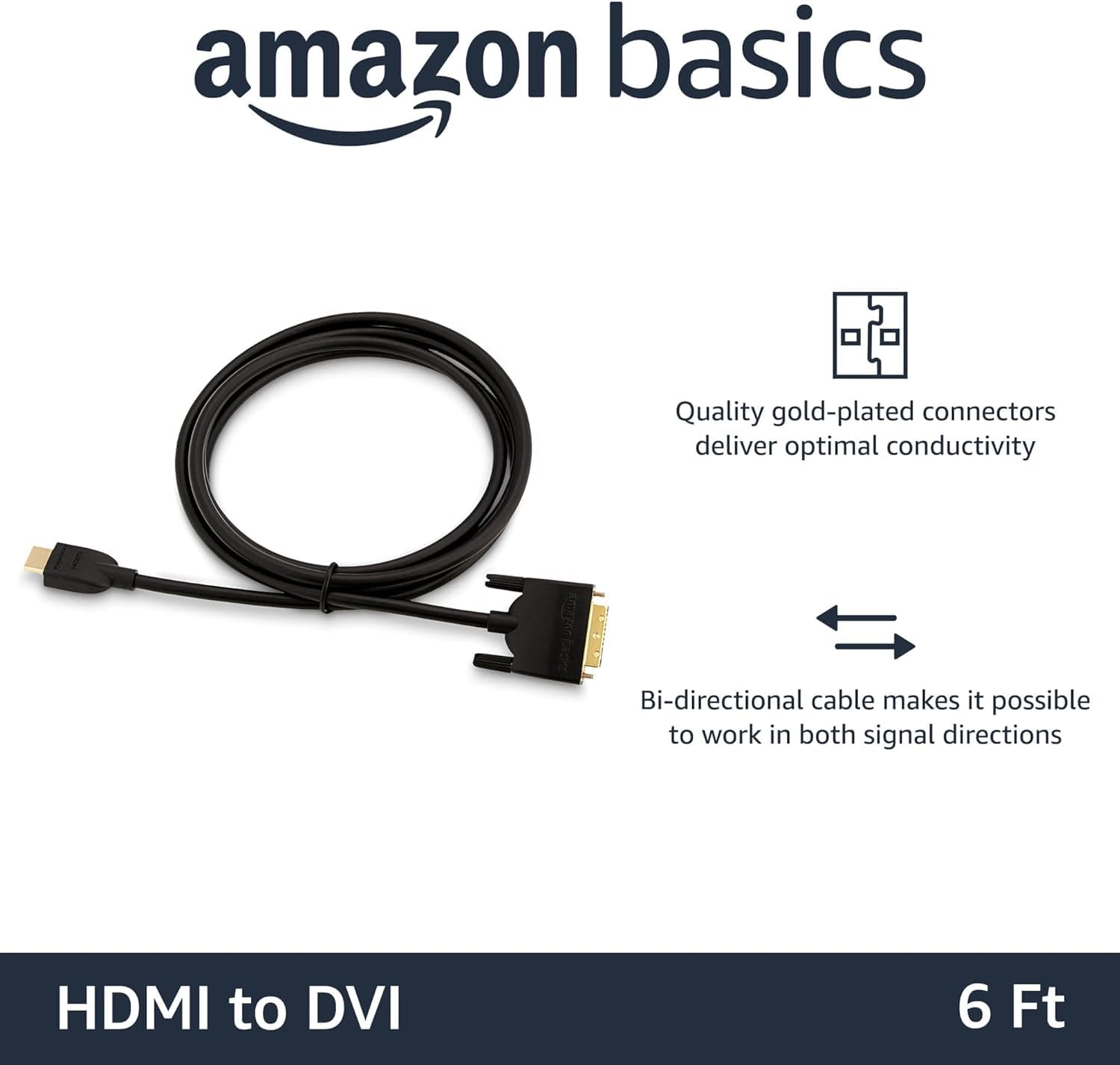 کابل رابط HDMI به DVI دوطرفه Amazon Basics مدل 6 Foot (2M) کابل رابط HDMI به DVI دوطرفه Amazon Basics مدل 6 Foot (2M)