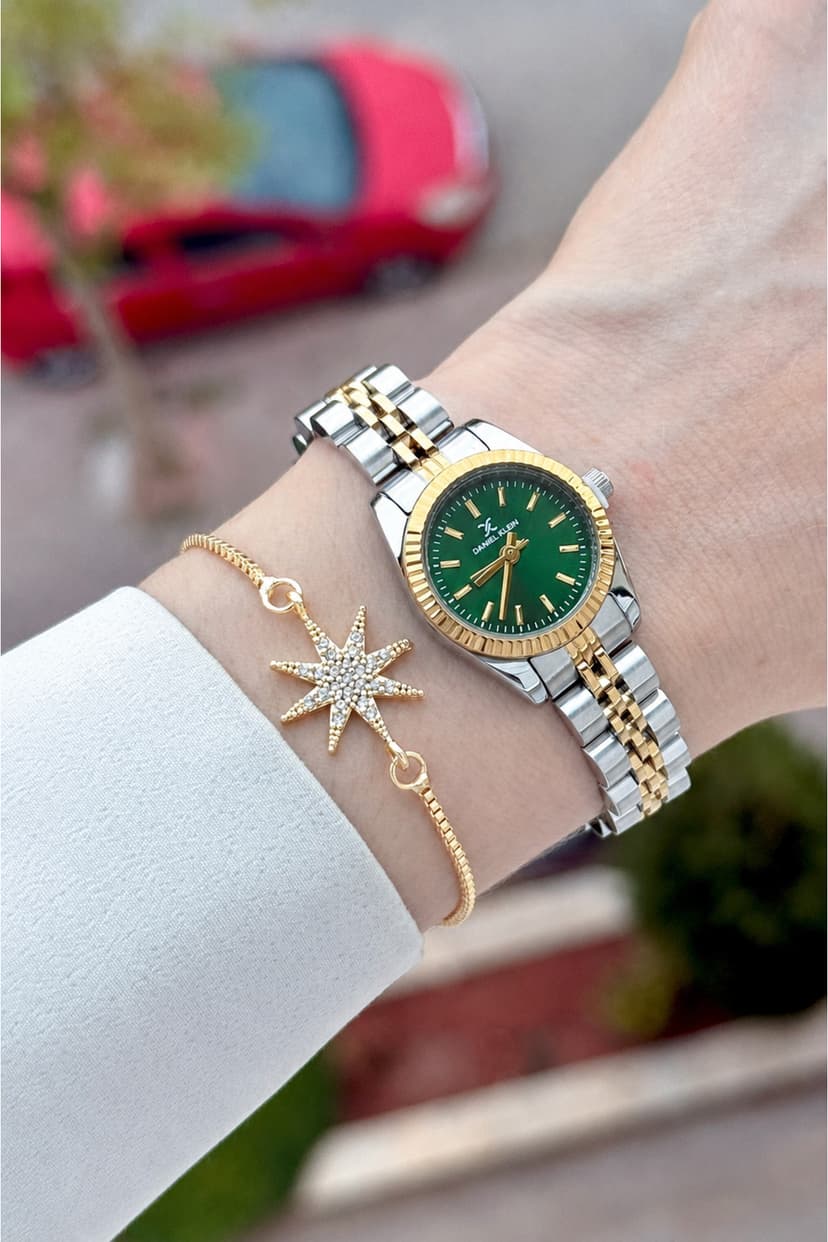 ساعت مچی زنانه Daniel Klein صفحه و بند سبز 22.5 mm همراه دستبند ساعت مچی زنانه Daniel Klein صفحه و بند سبز 22.5 mm همراه دستبند