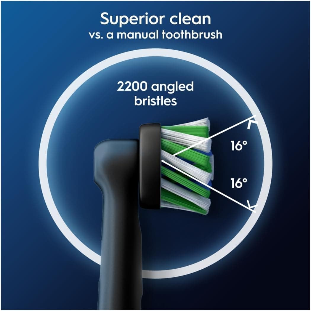 سری مسواک برقی Oral-B Pro Cross Action مشکی با الیاف ضربدری و زاویهدار، بسته 4 عددی سری مسواک برقی Oral-B Pro Cross Action مشکی با الیاف ضربدری و زاویهدار، بسته 4 عددی