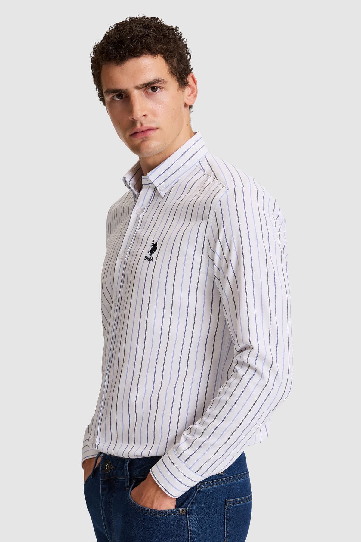 پیراهن مردانه U.S. Polo Assn. آستینبلند سرمهای مدل 50324767-VR033 پیراهن مردانه U.S. Polo Assn. آستینبلند سرمهای مدل 50324767-VR033