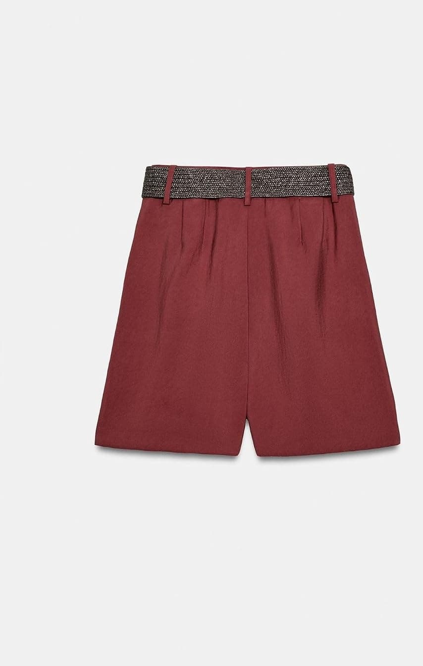 شورت برمودا زنانه Zara کمربندی چیندار شورت برمودا زنانه Zara کمربندی چیندار