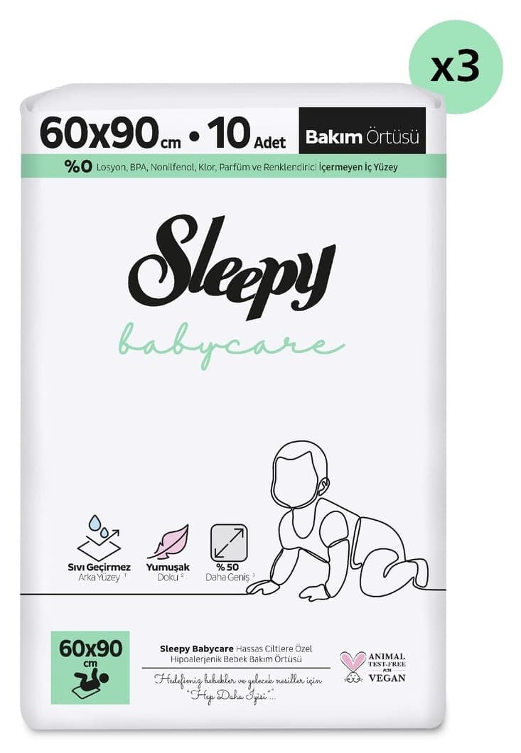زیرانداز تعویض پوشک نوزاد Sleepy Babycare 60x90 cm 3x10 30 عدد زیرانداز تعویض پوشک نوزاد Sleepy Babycare 60x90 cm 3x10 30 عدد