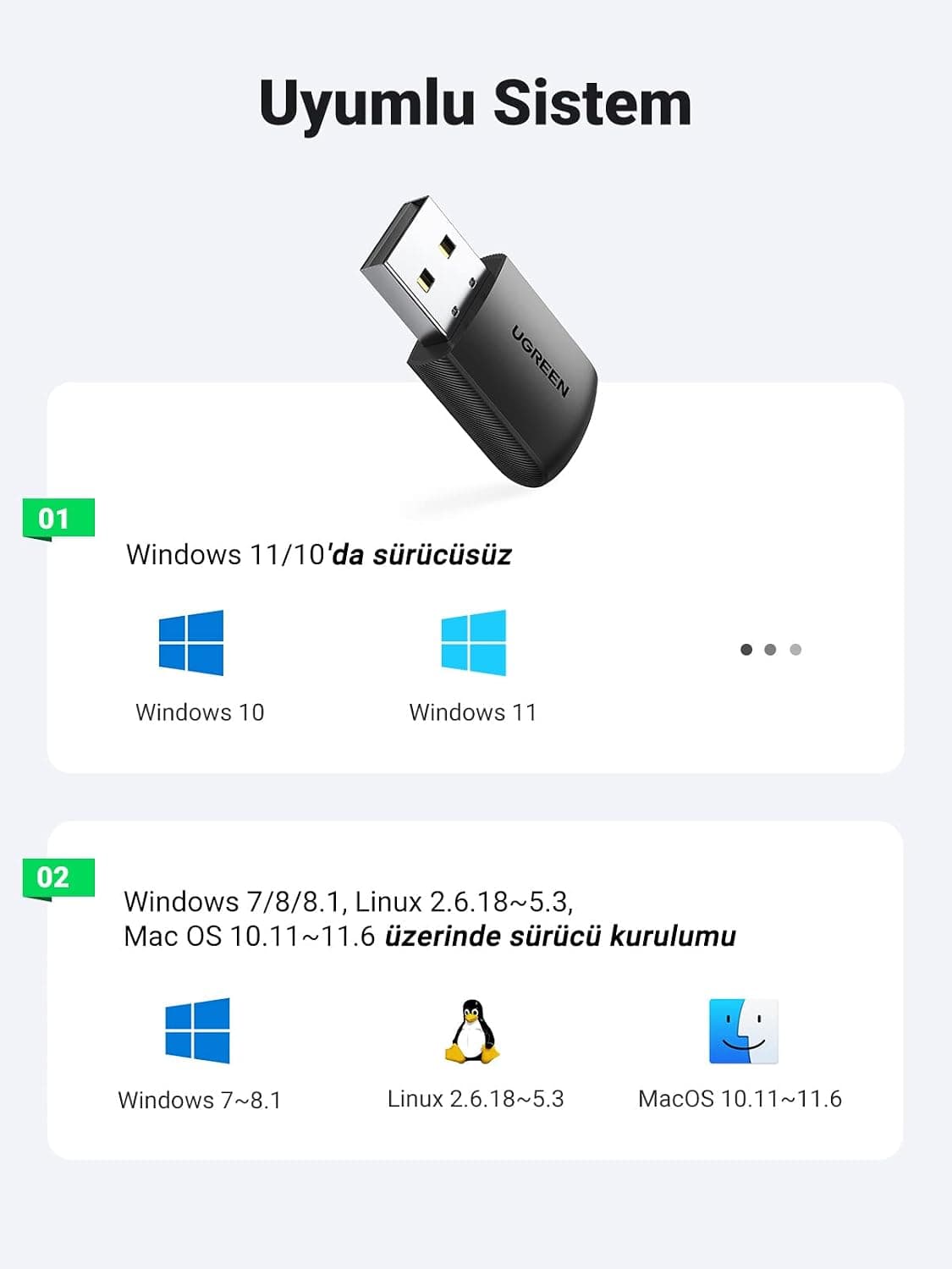 آداپتور شبکه USB UGREEN گیرنده Wi-Fi دوبانده 2.4 و 5 GHz آداپتور شبکه USB UGREEN گیرنده Wi-Fi دوبانده 2.4 و 5 GHz