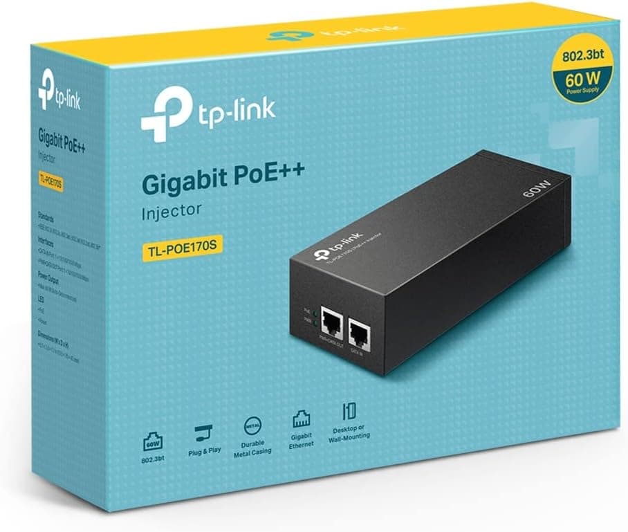 انژکتور PoE گیگابیتی TP-Link 802.3at/af با توان 60 W و برد 100m مدل PoE170S انژکتور PoE گیگابیتی TP-Link 802.3at/af با توان 60 W و برد 100m مدل PoE170S