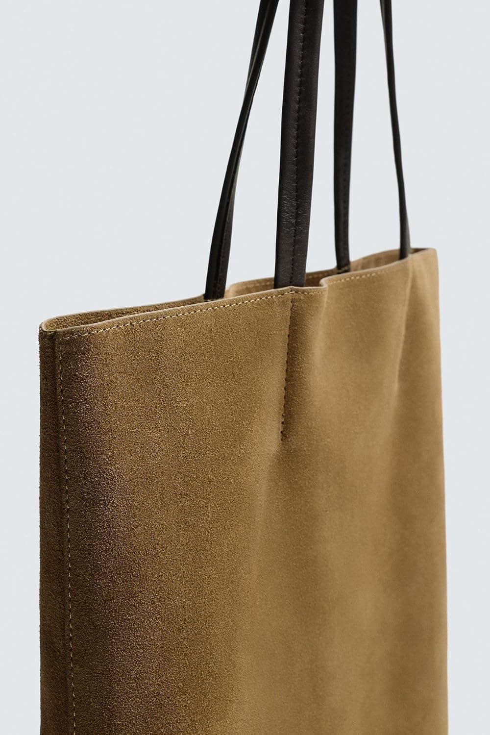 کیف Tote چرمی زنانه Zara قهوهای توتونی کیف Tote چرمی زنانه Zara قهوهای توتونی