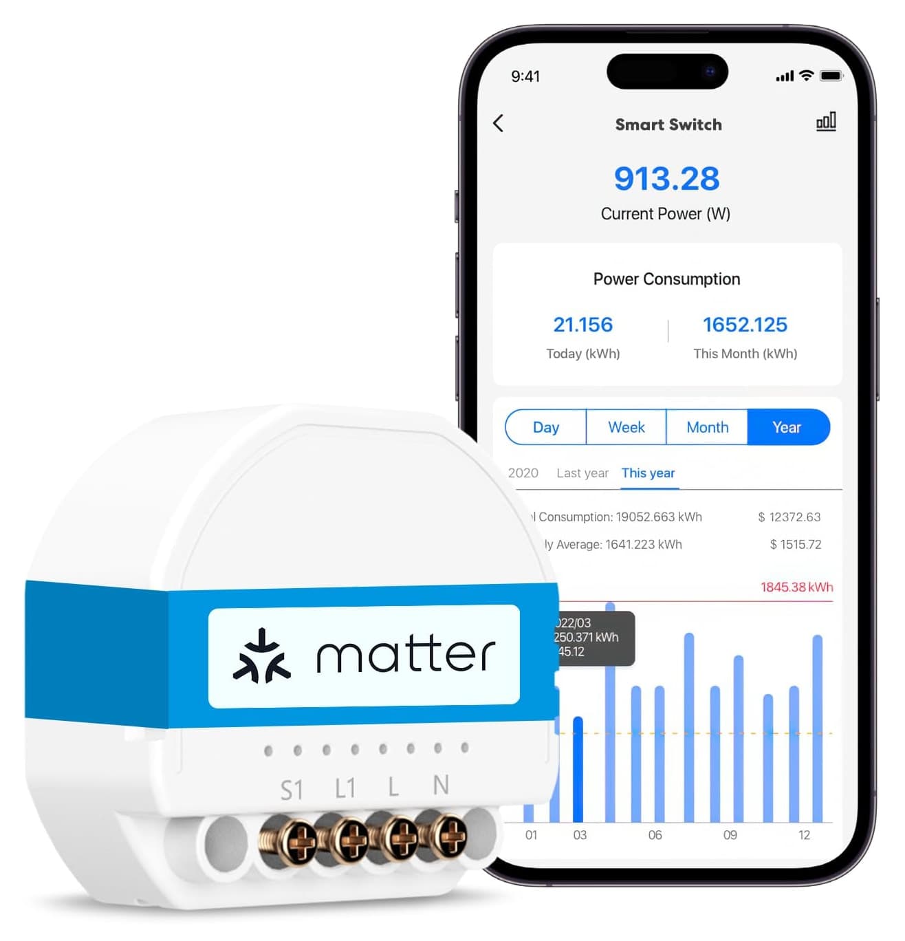 کلید هوشمند روشنایی Meross Matter با مانیتور انرژی و رله بیسیم کلید هوشمند روشنایی Meross Matter با مانیتور انرژی و رله بیسیم