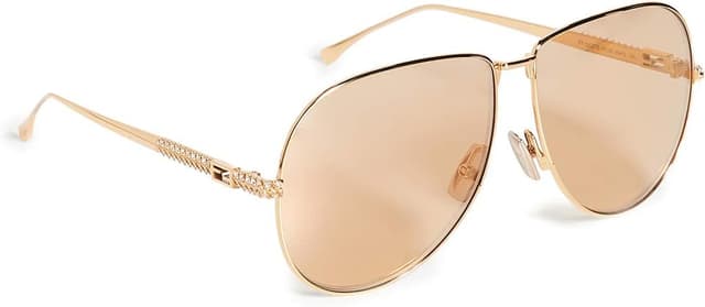 عینک آفتابی زنانه FENDI خلبانی زرد طلایی قهوهای مدل Classic Aviators عینک آفتابی زنانه FENDI خلبانی زرد طلایی قهوهای مدل Classic Aviators