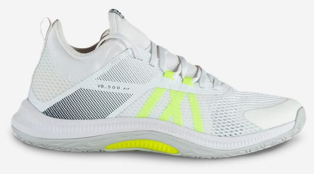 کفش والیبال مردانه Decathlon Allsix سفید/زرد Fit کفش والیبال مردانه Decathlon Allsix سفید/زرد Fit