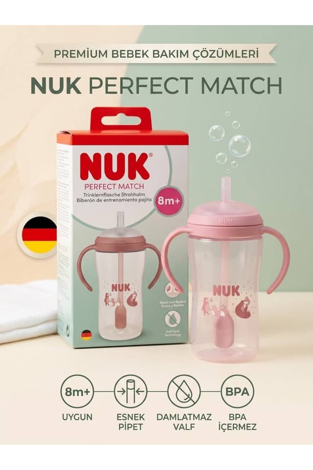لیوان آموزشی Nuk دستهدار و نیدار Perfect Match 8+ ماه 260 ml صورتی لیوان آموزشی Nuk دستهدار و نیدار Perfect Match 8+ ماه 260 ml صورتی