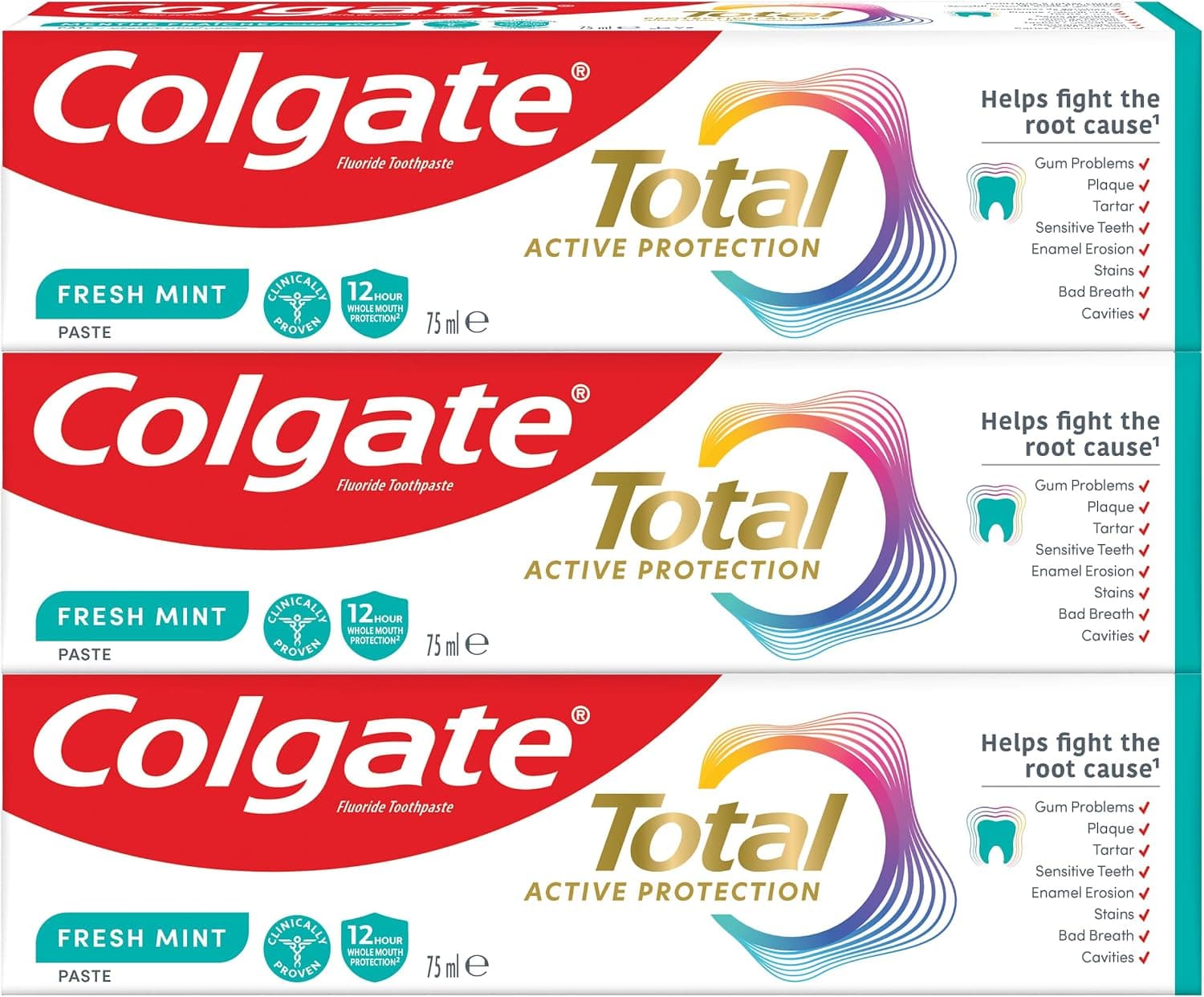 خمیردندان Colgate Total Active Protection با طعم نعناع خنک 3×75ml خمیردندان Colgate Total Active Protection با طعم نعناع خنک 3×75ml
