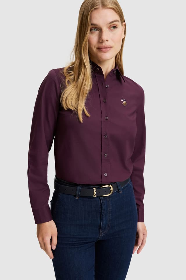 پیراهن زنانه U.S. Polo Assn. زرشکی آستین بلند ساده مدل 50329503-VR180 پیراهن زنانه U.S. Polo Assn. زرشکی آستین بلند ساده مدل 50329503-VR180