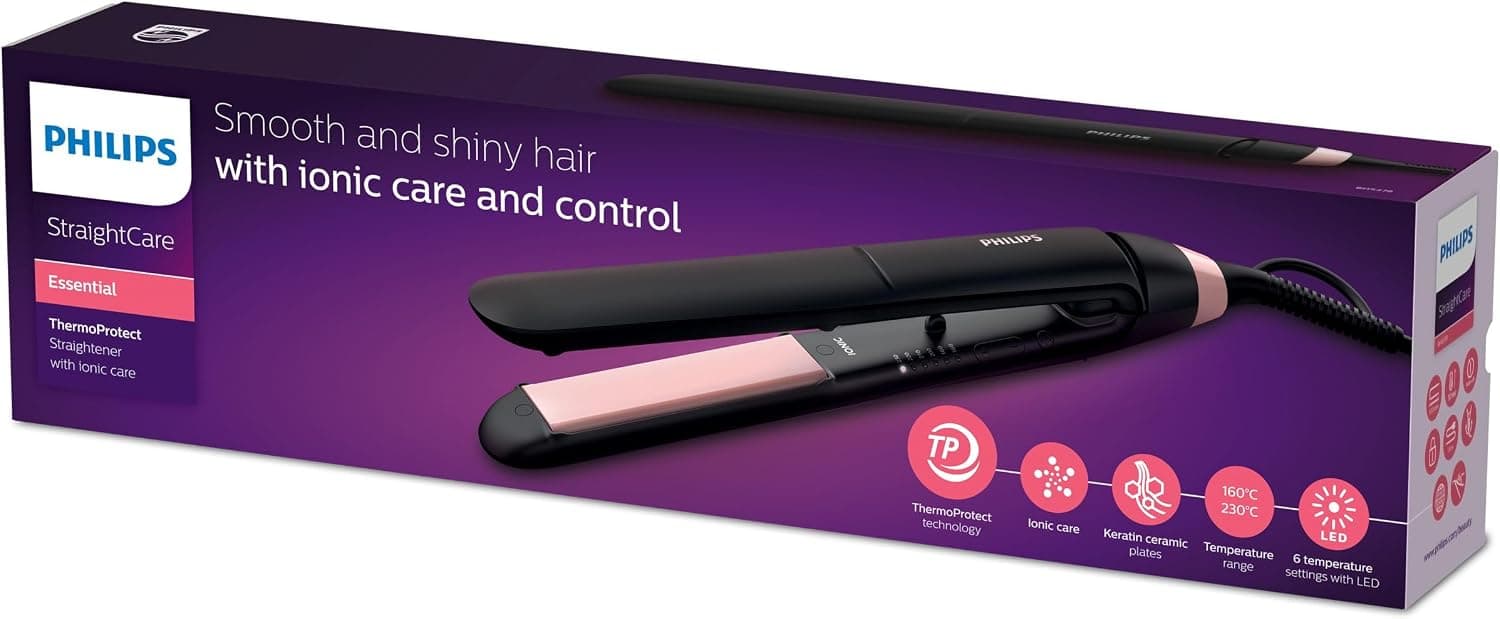 اتو مو PHILIPS ThermoProtect با صفحات سرامیکی کراتینی مدل BHS375/03 اتو مو PHILIPS ThermoProtect با صفحات سرامیکی کراتینی مدل BHS375/03