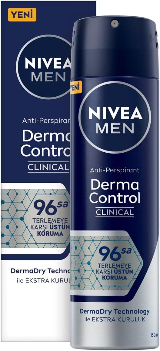 دئودورانت اسپری مردانه NIVEA Derma Control Clinical با محافظت ضدتعریق 96 ساعته، خشکی بیشتر و بدون الکل 150 ml دئودورانت اسپری مردانه NIVEA Derma Control Clinical با محافظت ضدتعریق 96 ساعته، خشکی بیشتر و بدون الکل 150 ml